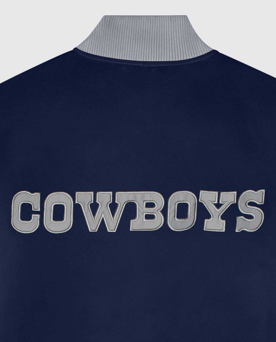 Nfl STARTER | Dallas Cowboys Bomberjacke Mit Druckknopfverschluss Vorne Cowboysmarine