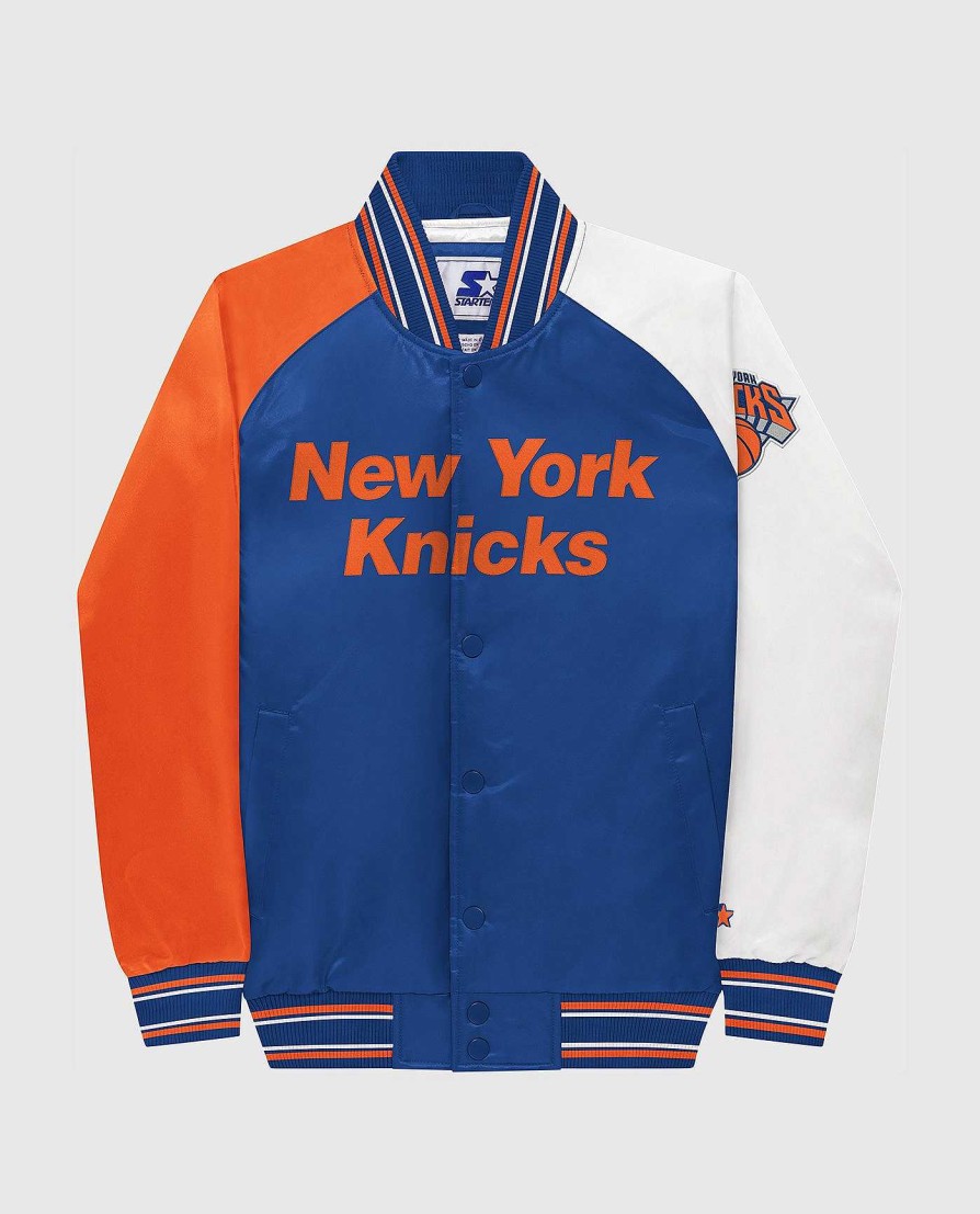 Nba STARTER | Jugend-New York Knicks Varsity Satin Full-Snap-Jacke Knicksblue