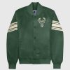 Nba STARTER | Milwaukee Bucks Varsity Satin Full-Snap-Jacke Fur Damen Bucksgreen