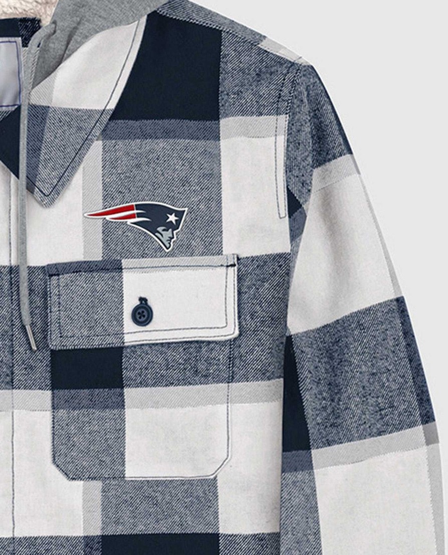 Nfl STARTER | New England Patriots The Big Joe Sherpa-Gefutterte Karierte Jacke Marine