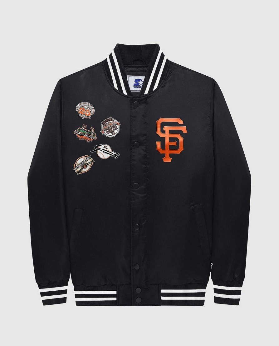 Mlb STARTER | San Francisco Giants Varsity Satin Full-Snap-Jacke Schwarz