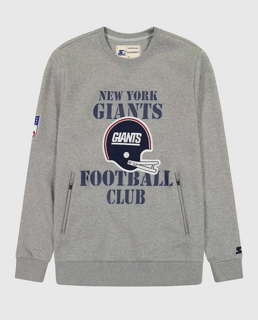 Nfl STARTER | New York Giants Sweatshirt Mit Rundhalsausschnitt Und Reisverschlusstaschen Riesenmantelgrau