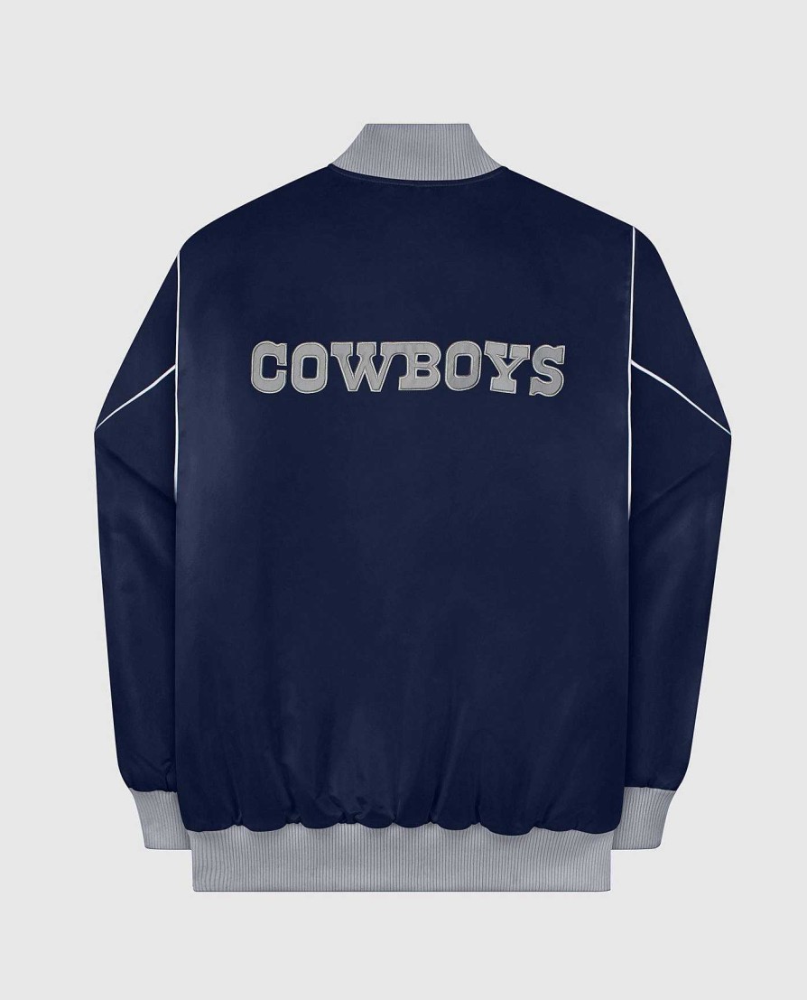 Nfl STARTER | Dallas Cowboys Bomberjacke Mit Druckknopfverschluss Vorne Cowboysmarine