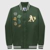 Mlb STARTER | Oakland Athletics Varsity Satin Full-Snap-Jacke Leichtathletikgrun