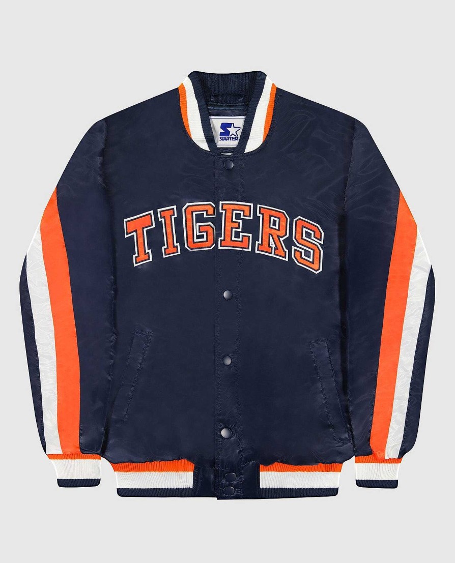 Mlb STARTER | Detroit Tigers Varsity Satin Full-Snap Ace Jacke Tigersmarine