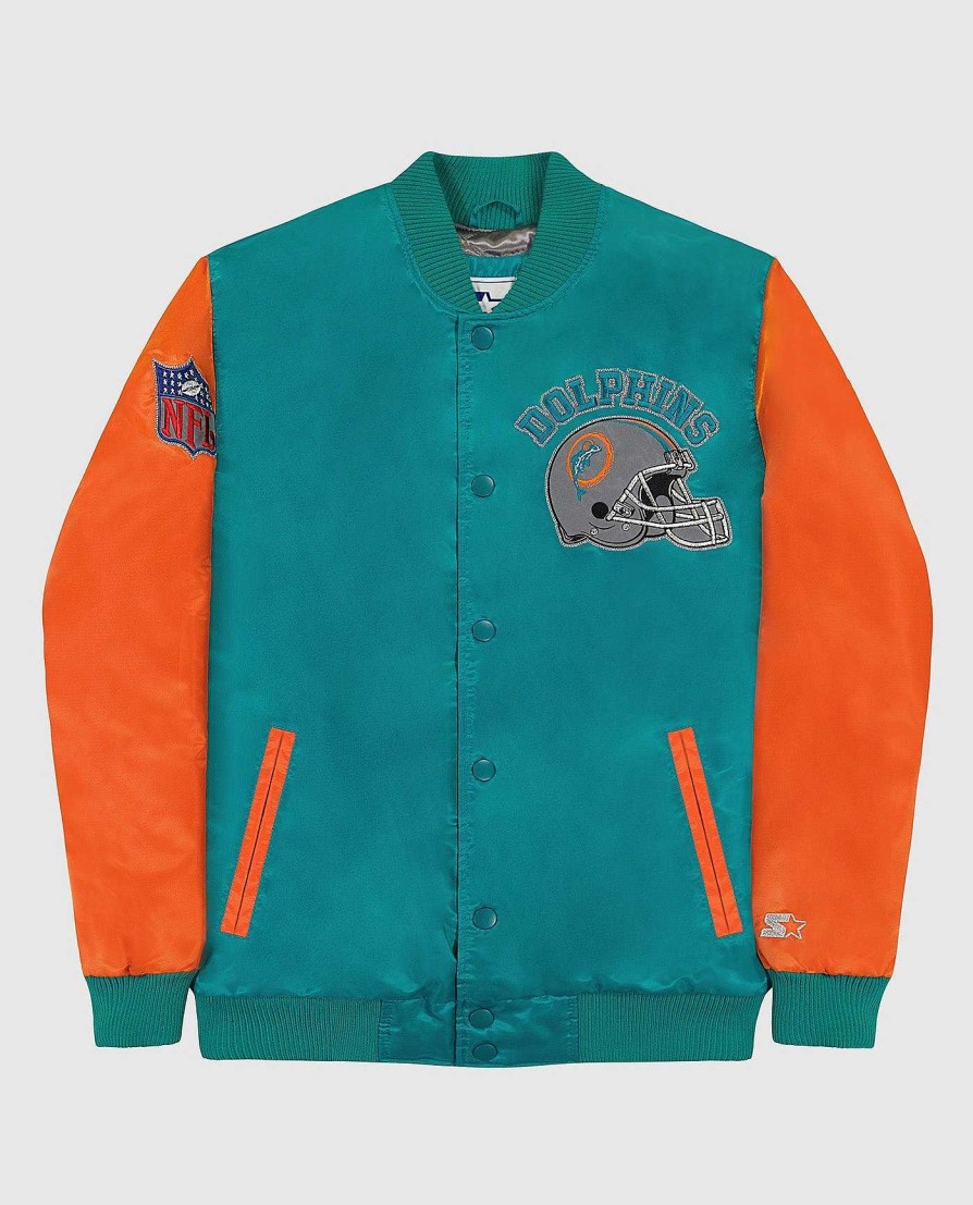 Nfl STARTER | Miami Dolphins Varsity Satin Full-Snap-Jacke Dolphinsaqua