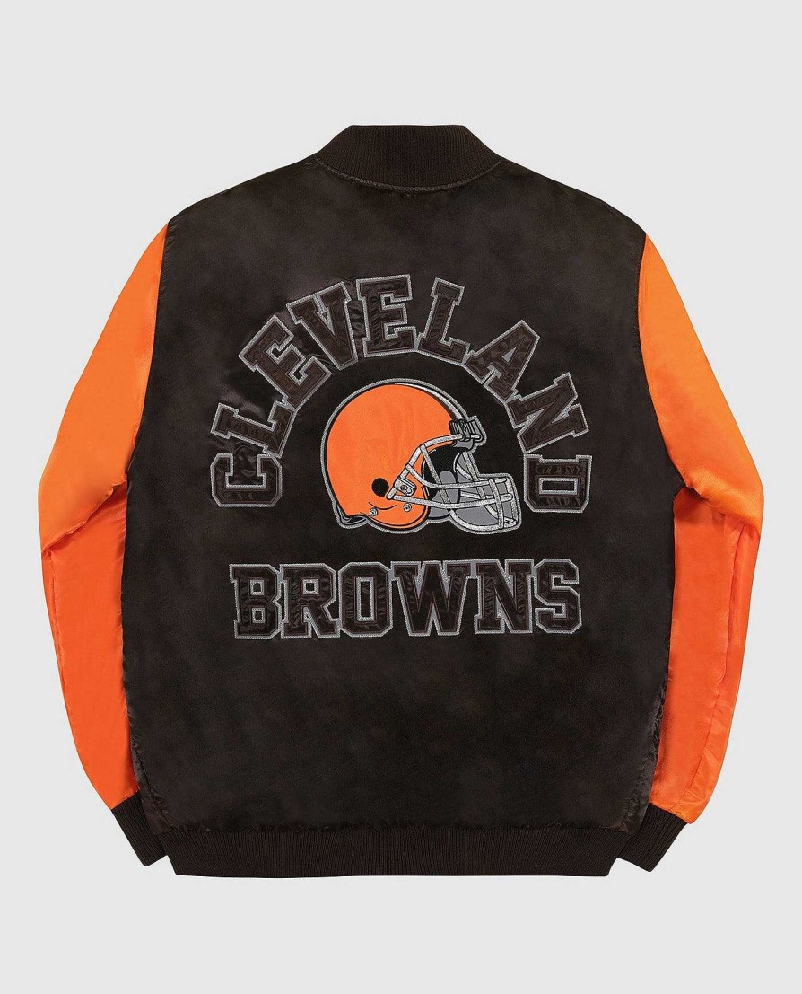 Nfl STARTER | Cleveland Browns Varsity Satin Full-Snap-Jacke Braunbraun