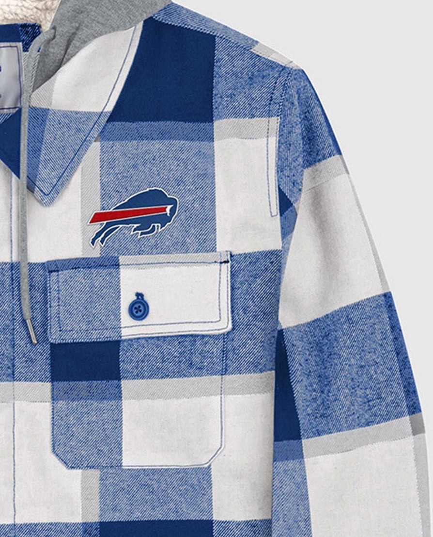 Nfl STARTER | Buffalo Bills The Big Joe Sherpa-Gefutterte Karierte Jacke Konigsblau