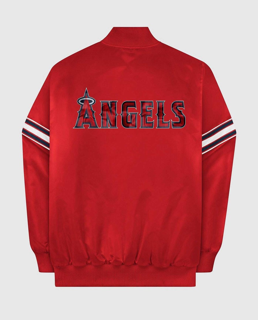 Mlb STARTER | Los Angeles Angels College-Jacke Aus Satin Mit Durchgehenden Druckknopfen Angelsred