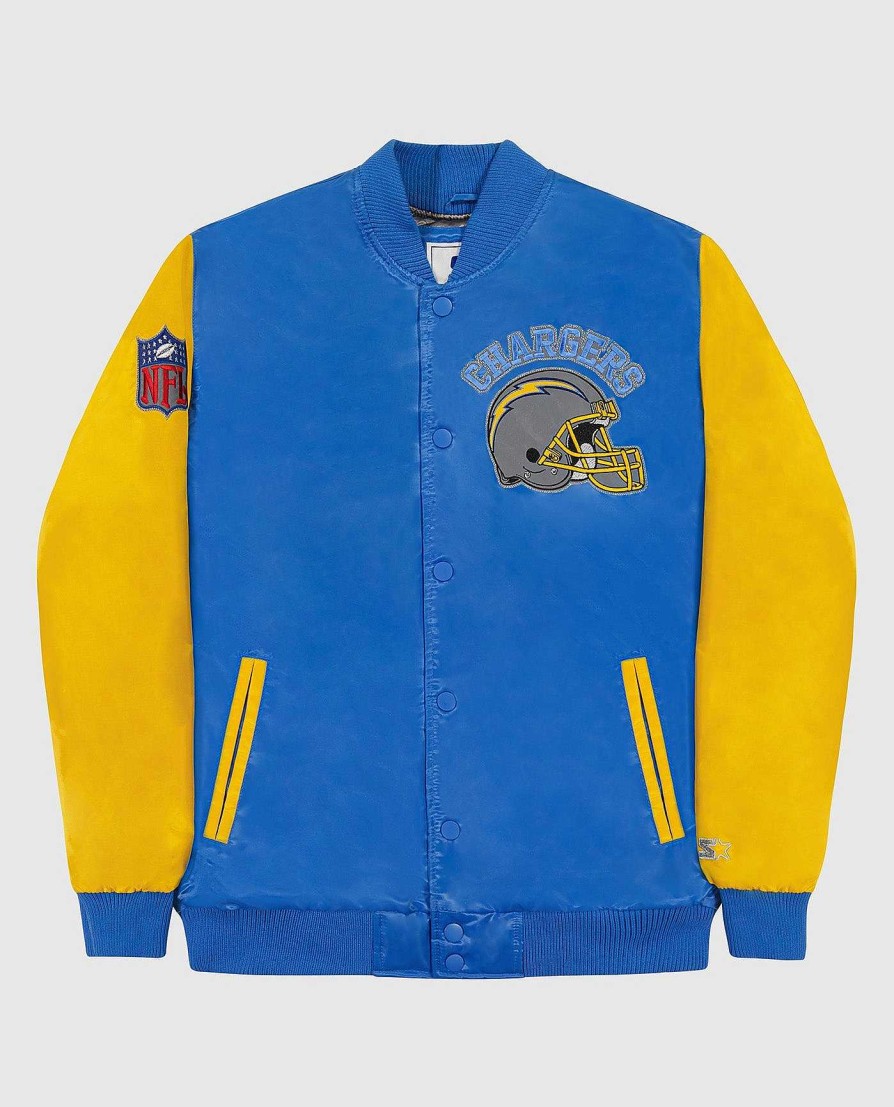 Nfl STARTER | Los Angeles Chargers Varsity Satin Full-Snap-Jacke Ladegeratehellblau