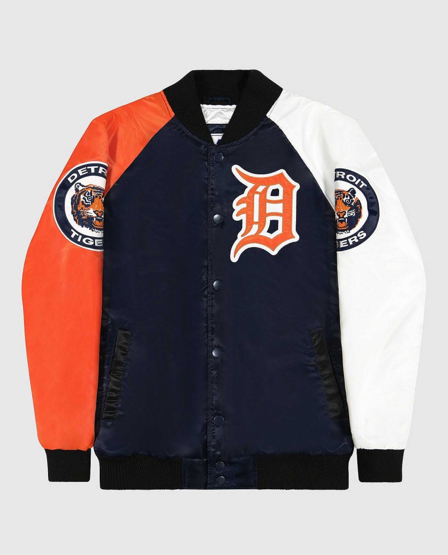 Mlb STARTER | Detroit Tigers Varsity Satin Full-Snap-Jacke Tigersmarine