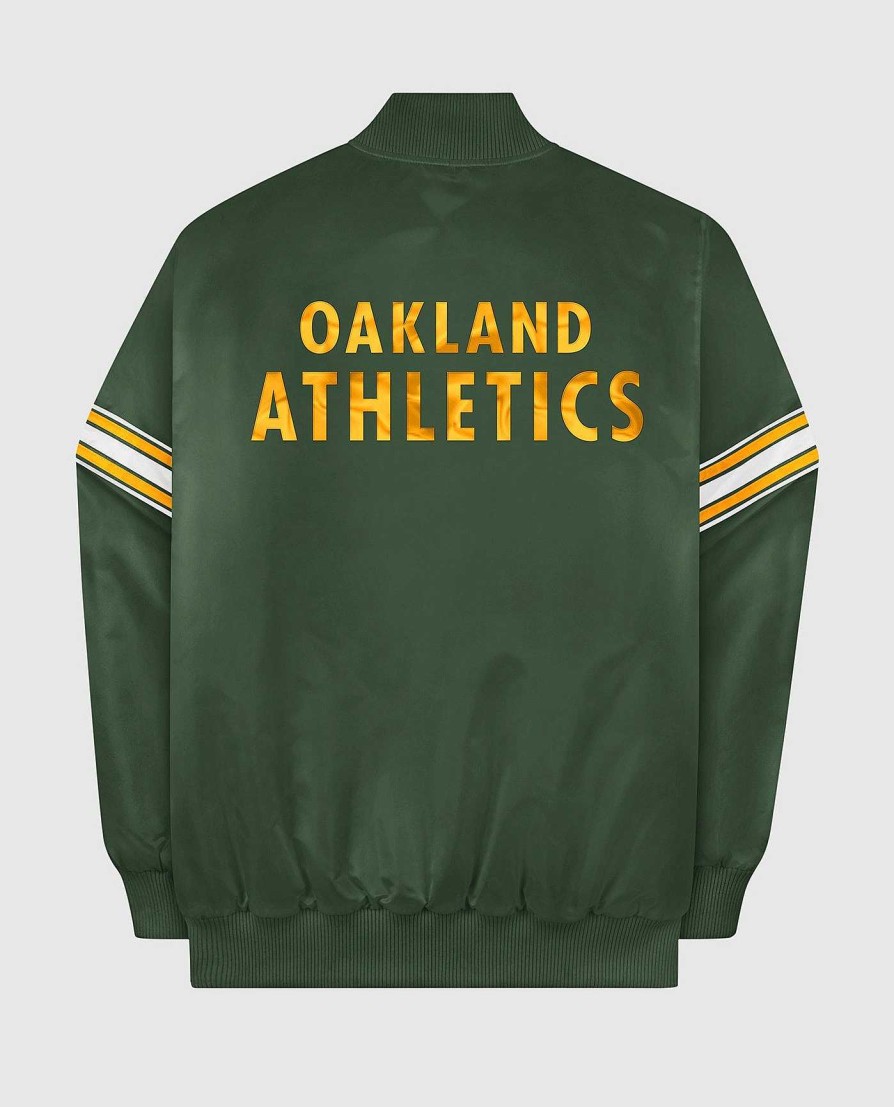 Mlb STARTER | Oakland Athletics Varsity Satin Full-Snap-Jacke Leichtathletikgrun