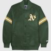 Mlb STARTER | Oakland Athletics Varsity Satin Full-Snap-Jacke Leichtathletikgrun