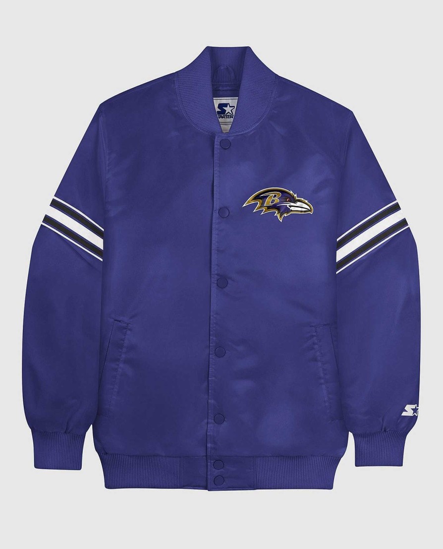 Nfl STARTER | Baltimore Ravens Varsity Satin Full-Snap-Jacke Ravenpurple