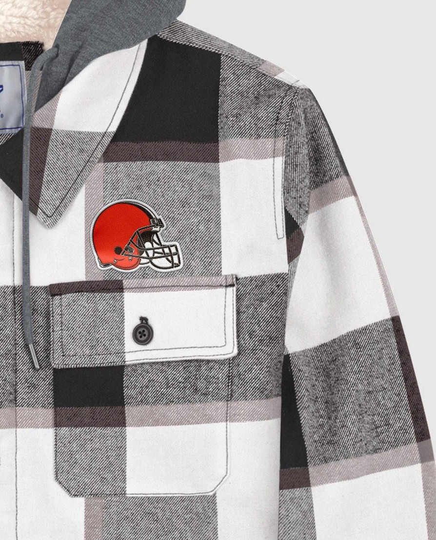 Nfl STARTER | Cleveland Browns Sherpa-Gefutterte Karierte Jacke Schwarz