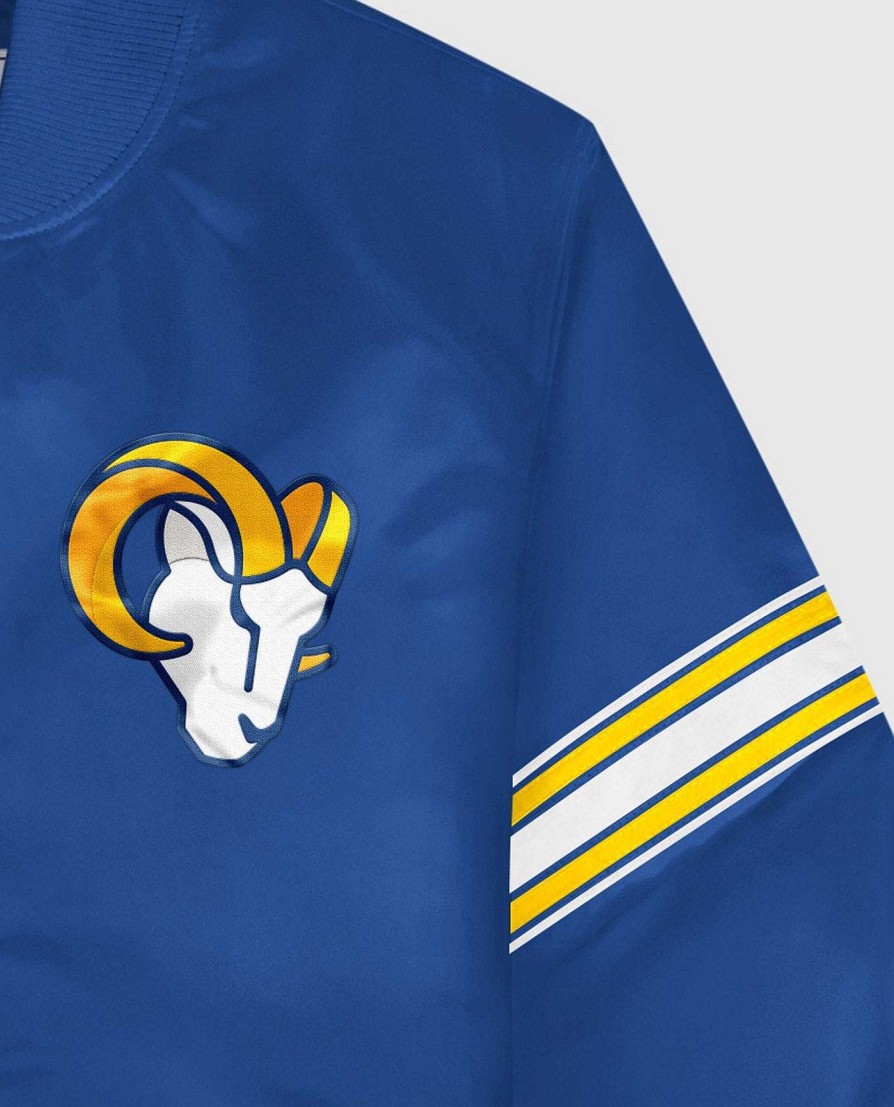 Nfl STARTER | Los Angeles Rams Varsity Satin-Jacke Mit Durchgehenden Druckknopfen Ramsblue