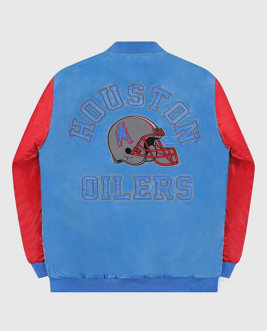 Nfl STARTER | Houston Oilers Varsity Satin Full-Snap-Jacke Oilershellblau