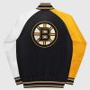 Nhl STARTER | Jugend-Boston Bruins-Uni-Satin-Full-Snap-Jacke Schwarz