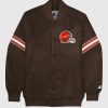 Nfl STARTER | Cleveland Browns Varsity Satin Full-Snap-Jacke Braunbraun