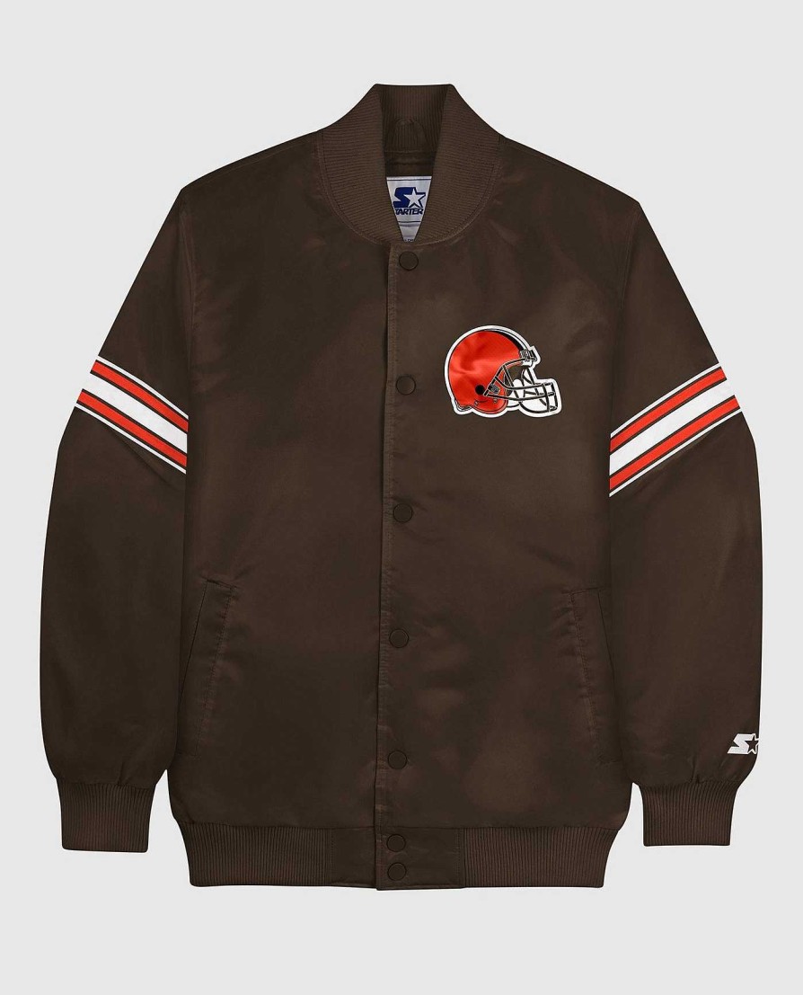 Nfl STARTER | Cleveland Browns Varsity Satin Full-Snap-Jacke Braunbraun