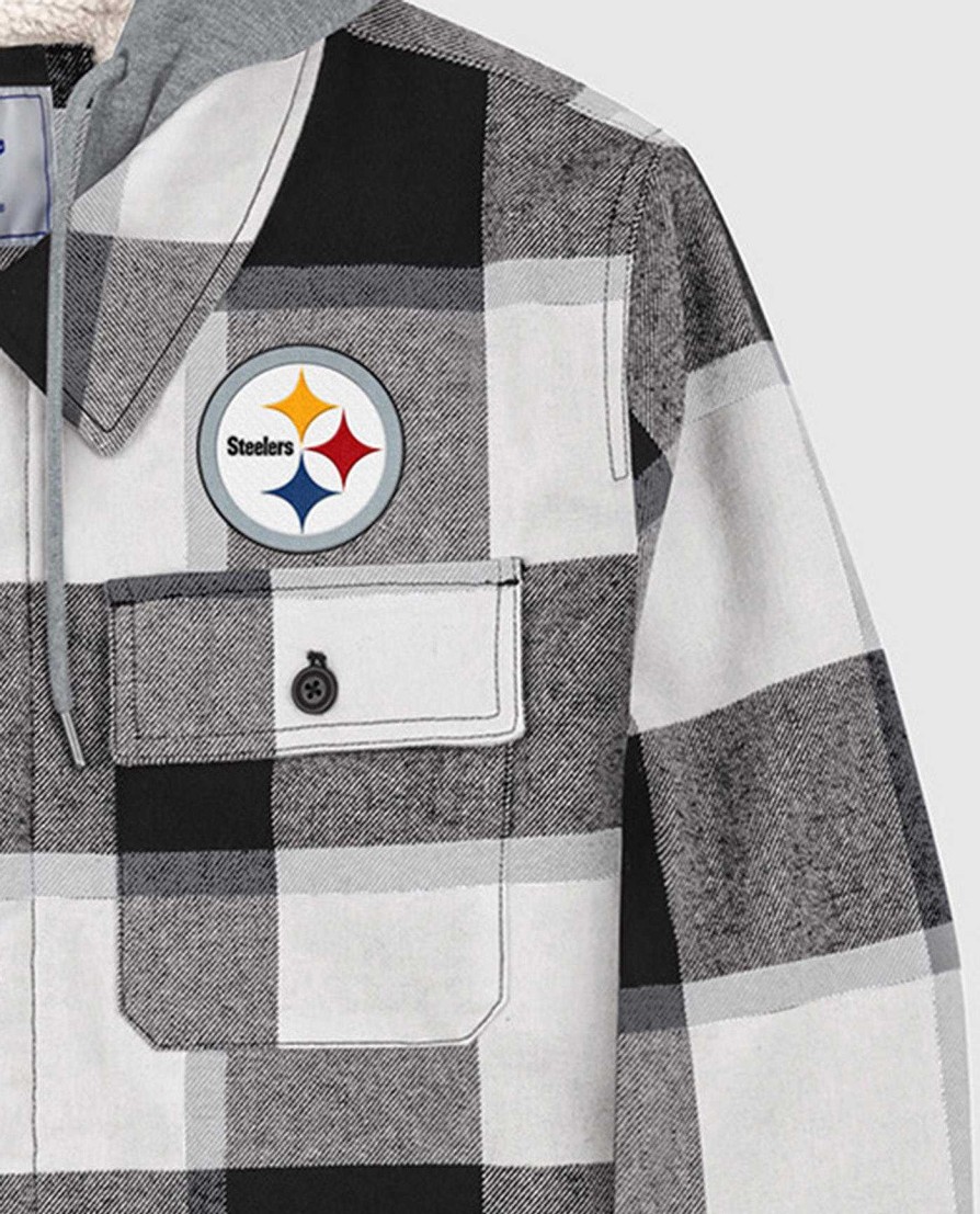 Nfl STARTER | Pittsburgh Steelers The Big Joe Sherpa-Gefutterte Karierte Jacke Schwarz