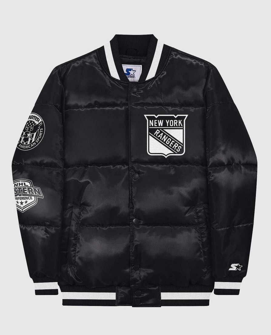 Nhl STARTER | New York Rangers Daunen-Pufferjacke Schwarz