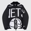 Nba STARTER | Brooklyn Nets Kapuzenjacke Aus Nylon Mit Durchgehendem Reisverschluss Schwarz