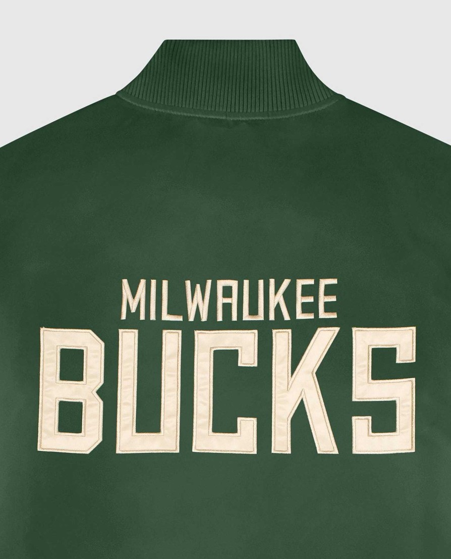 Nba STARTER | Milwaukee Bucks Varsity Satin Full-Snap-Jacke Fur Damen Bucksgreen