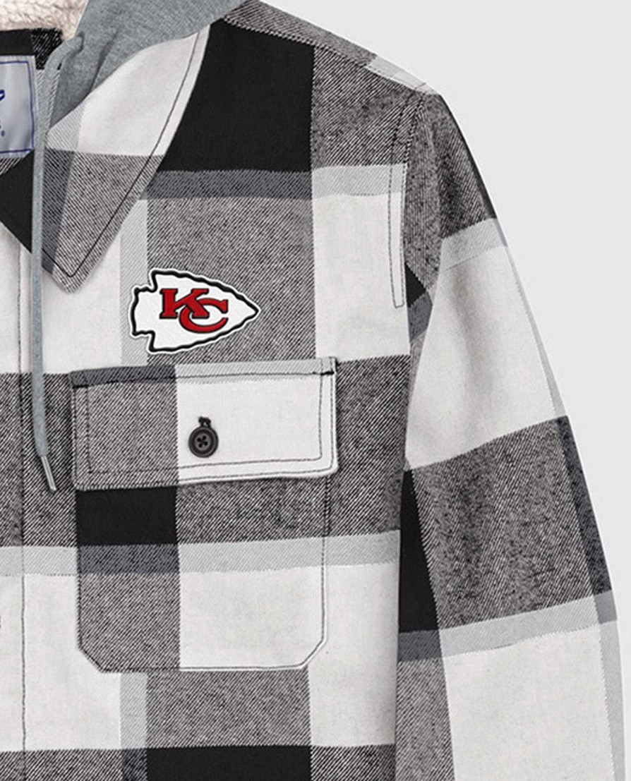 Nfl STARTER | Kansas City Chiefs The Big Joe Sherpa-Gefutterte Karierte Jacke Schwarz