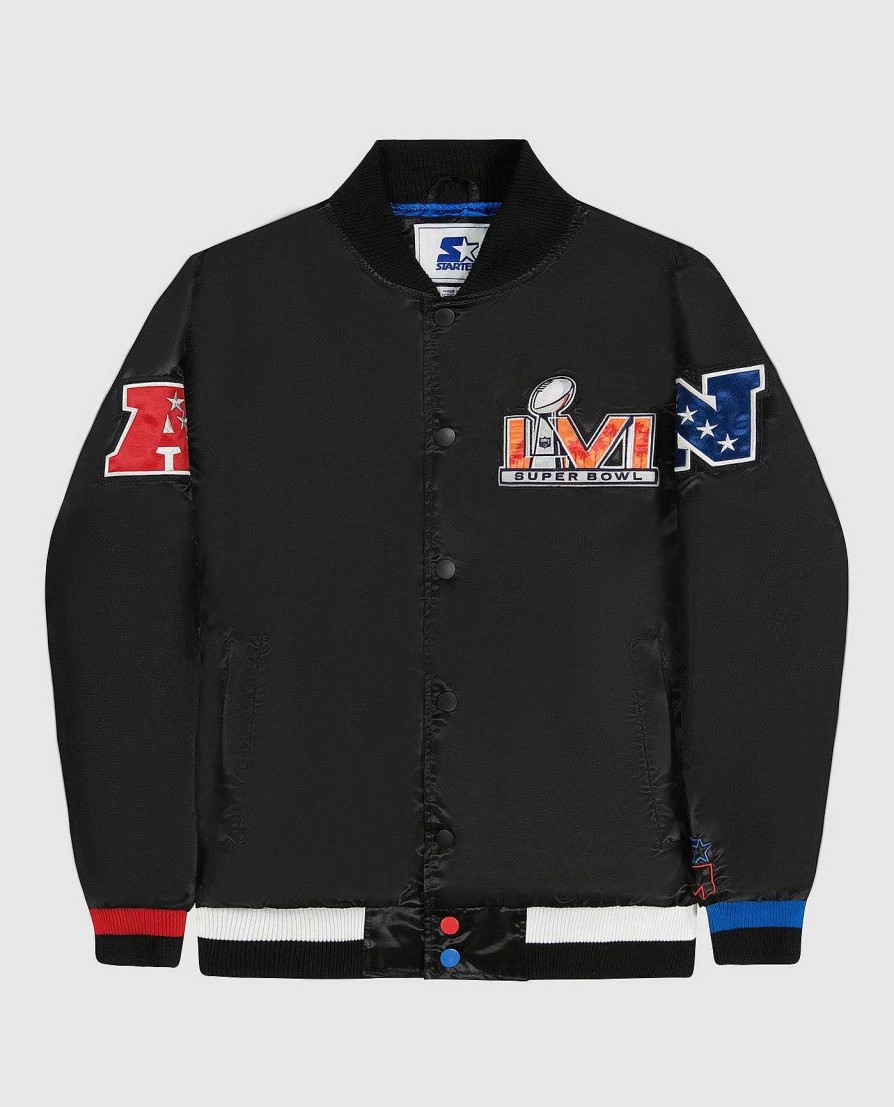 Nfl STARTER | Super Bowl Lvi Varsity Satin Full-Snap-Jacke Schwarz