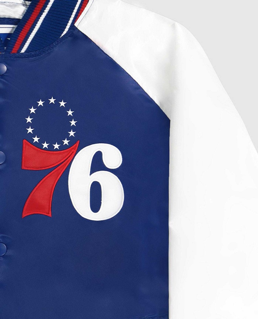 Nba STARTER | Philadelphia 76Ers Varsity Satin Full-Snap Jacke 76Ersblau