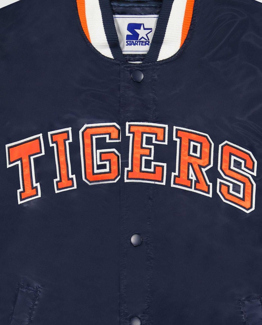 Mlb STARTER | Detroit Tigers Varsity Satin Full-Snap Ace Jacke Tigersmarine