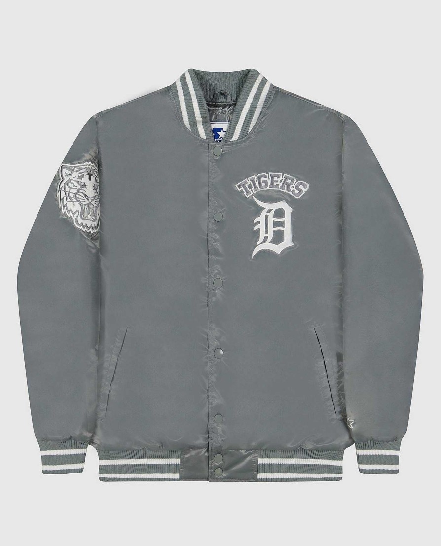 Mlb STARTER | Ty Mopkins Detroit Tigers Varsity Satin Full-Snap Jacke Tigersilber