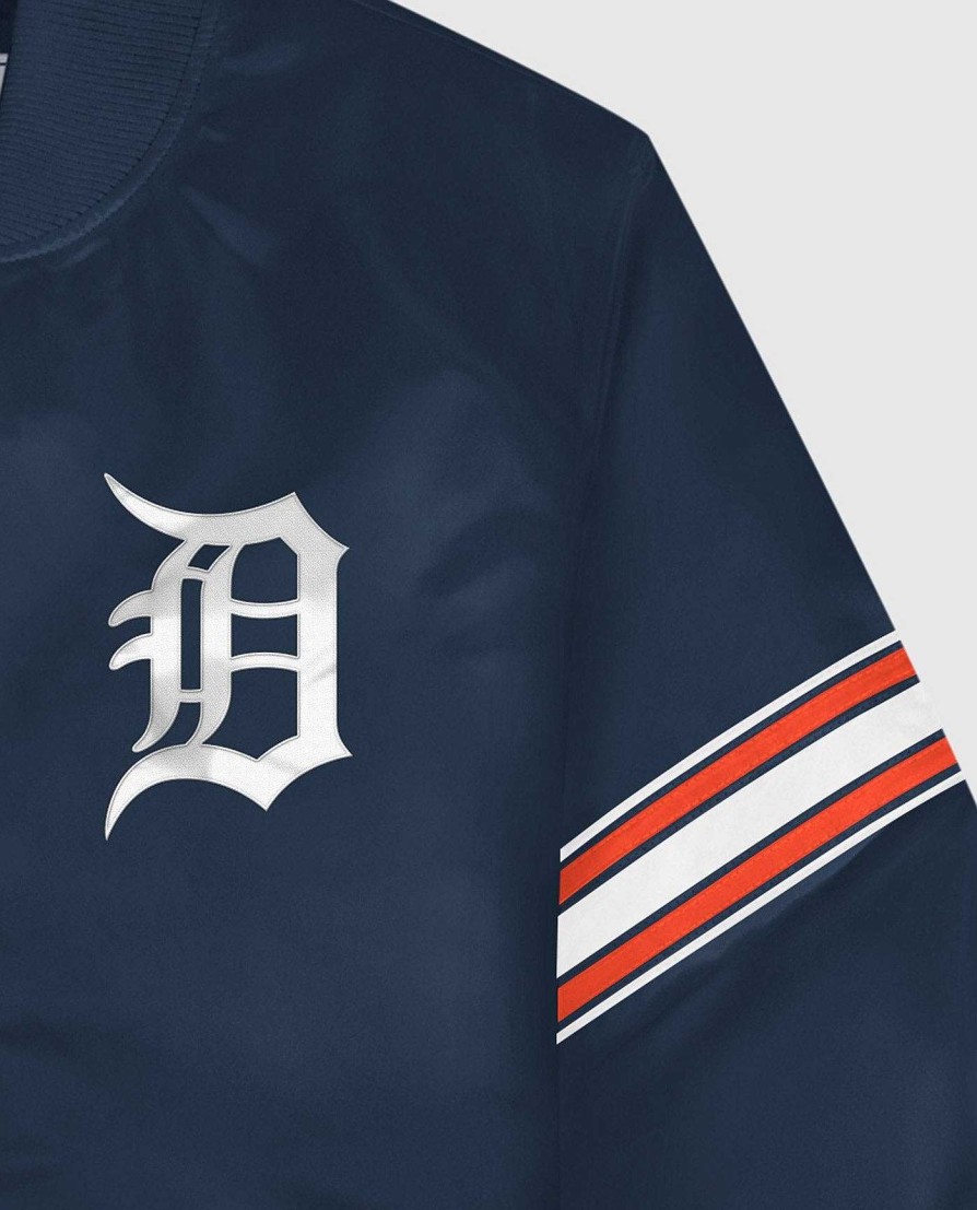 Mlb STARTER | Detroit Tigers Varsity Satin Full-Snap-Jacke Tigersmarine