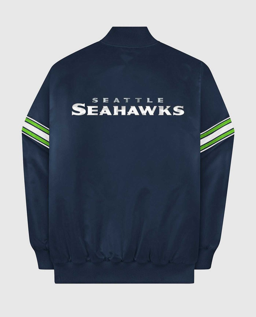 Nfl STARTER | Seattle Seahawks Varsity Satin Full-Snap-Jacke Seahawks-Marine