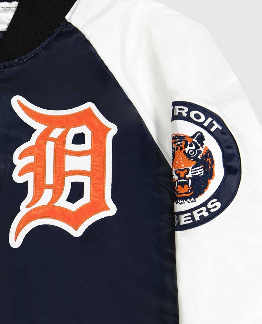 Mlb STARTER | Detroit Tigers Varsity Satin Full-Snap-Jacke Tigersmarine