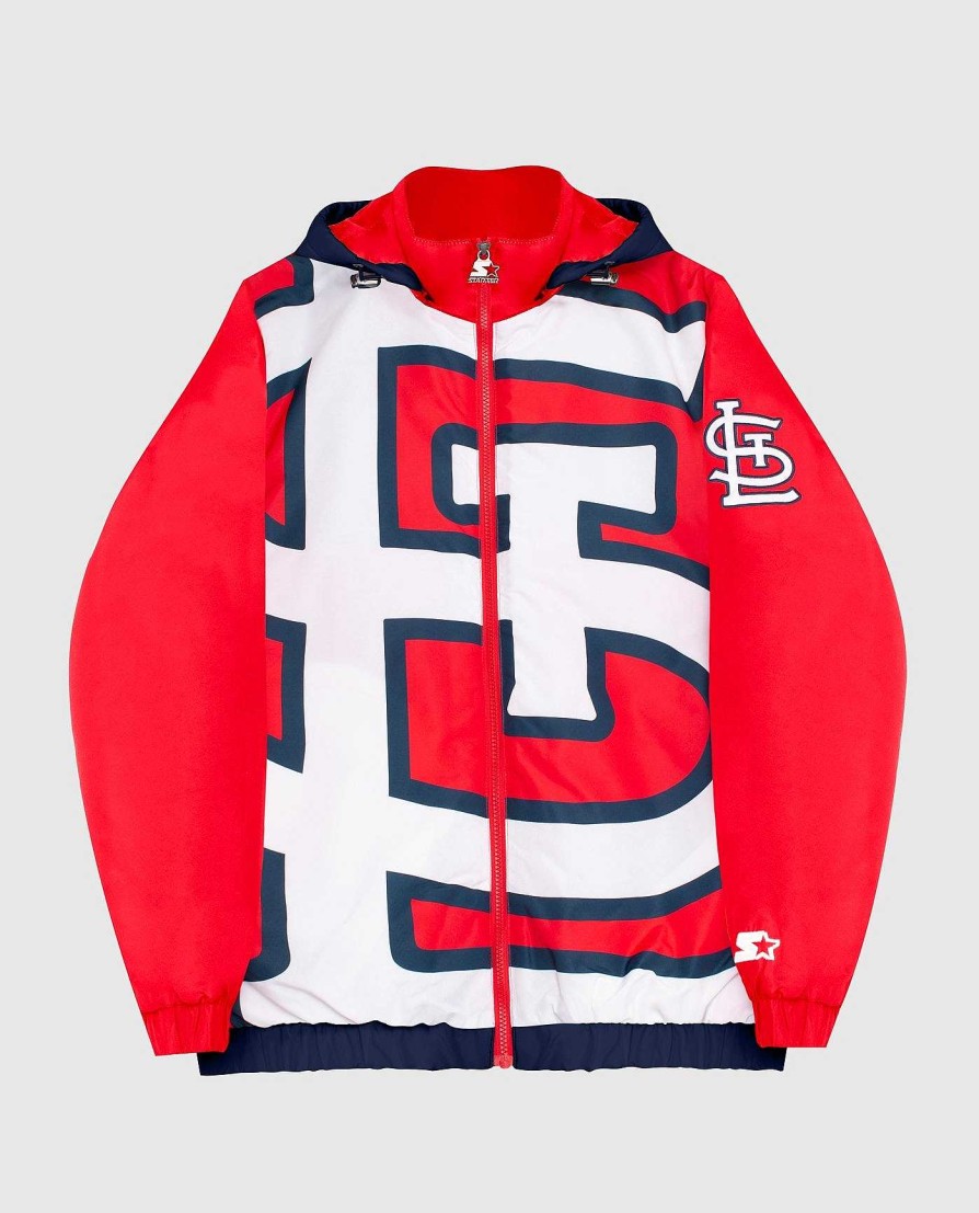 Mlb STARTER | St. Louis Cardinals Kapuzenjacke Aus Nylon Mit Durchgehendem Reisverschluss Schwarz