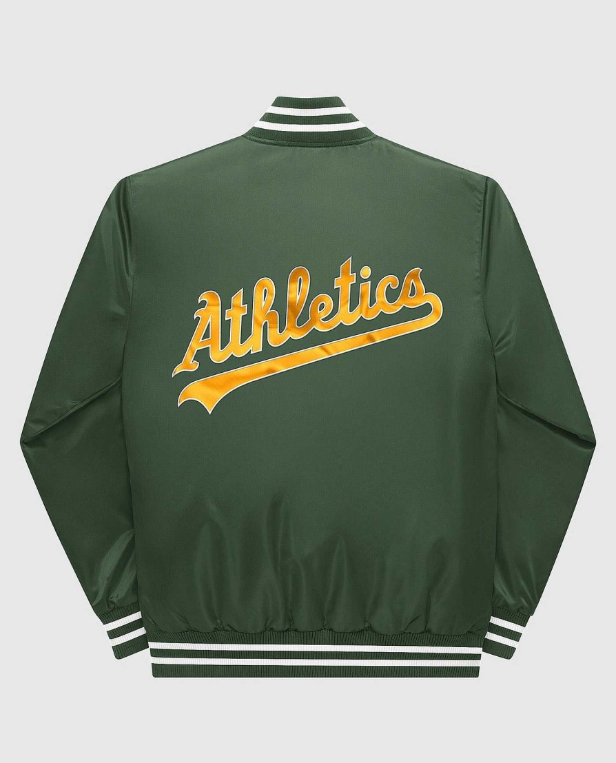 Mlb STARTER | Oakland Athletics Varsity Satin Full-Snap-Jacke Leichtathletikgrun