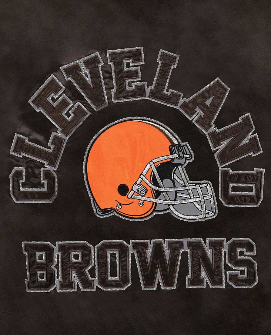 Nfl STARTER | Cleveland Browns Varsity Satin Full-Snap-Jacke Braunbraun