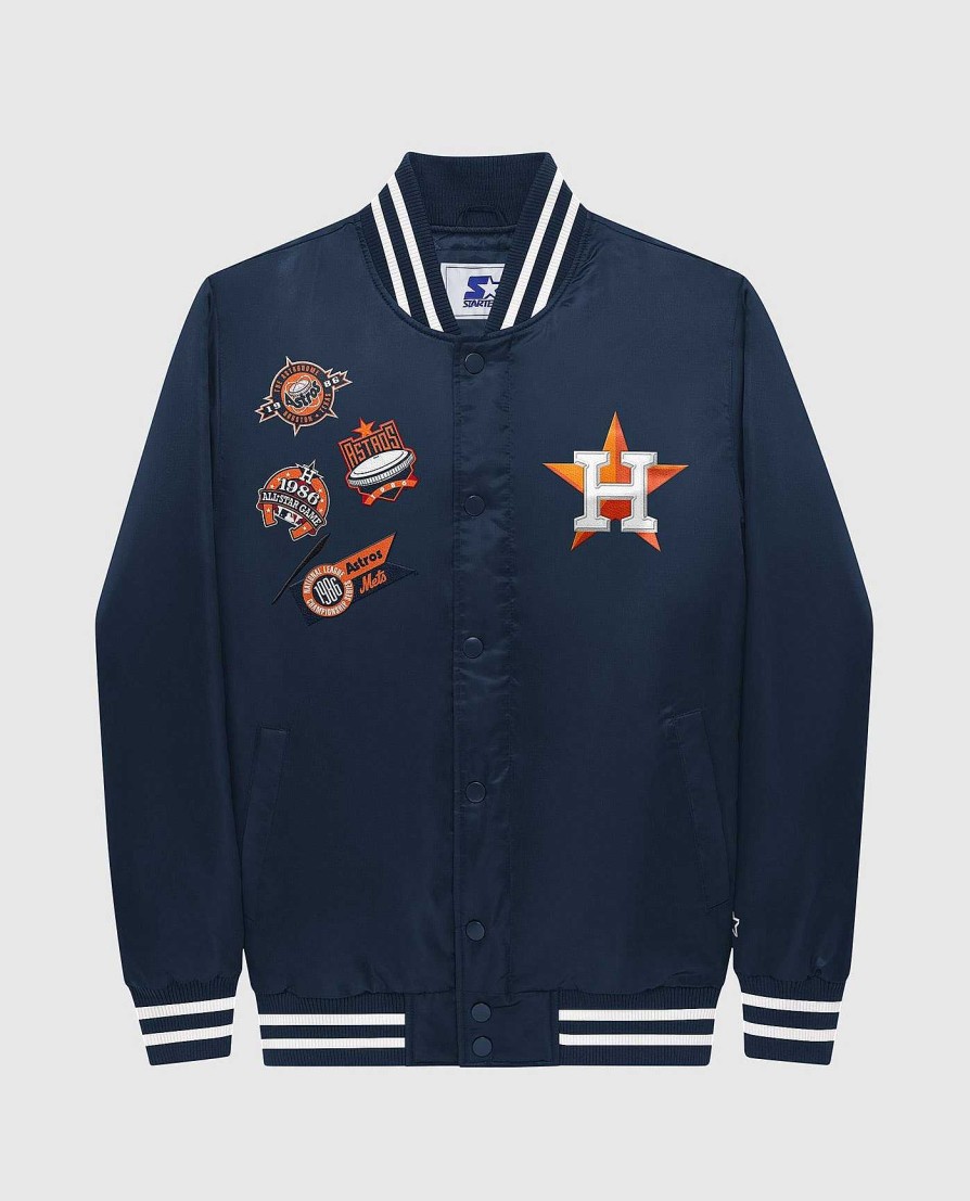 Mlb STARTER | Houston Astros Varsity Satin Full-Snap-Jacke Astrosmarine