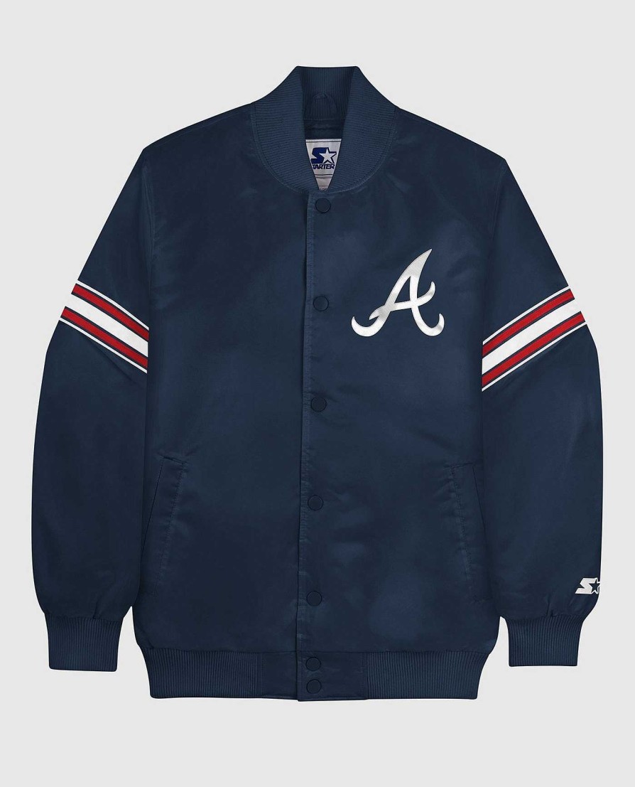 Mlb STARTER | Atlanta Braves Varsity Satin Full-Snap-Jacke Bravesnavy