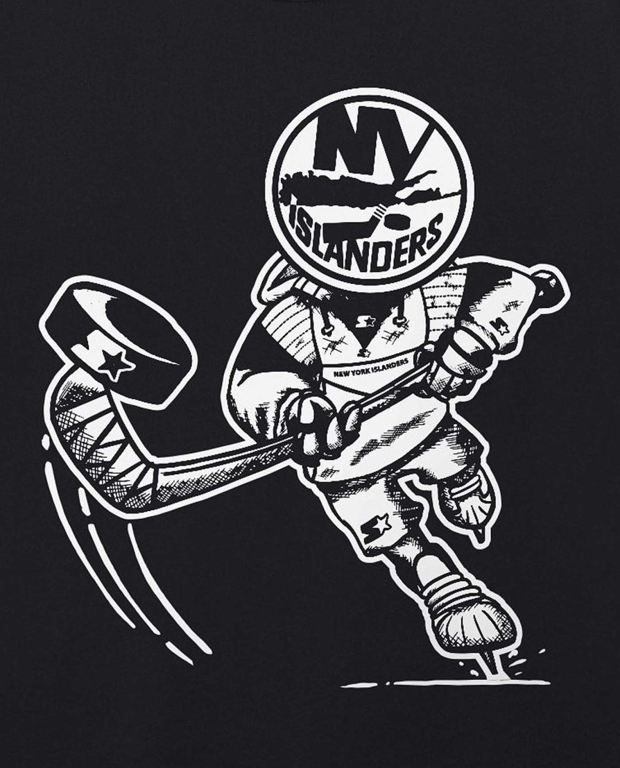 Nhl STARTER | New York Islanders Faceoff Kurzarm-T-Shirt Mit Rundhalsausschnitt Schwarz