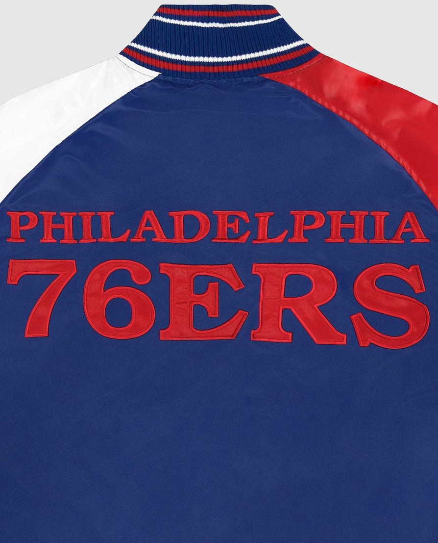 Nba STARTER | Philadelphia 76Ers Varsity Satin Full-Snap Jacke 76Ersblau