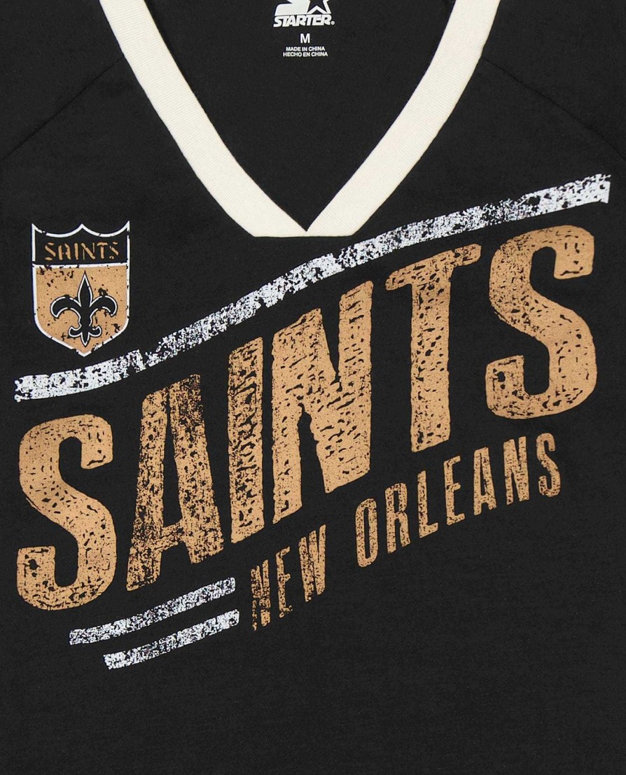 Nfl STARTER | Damen-T-Shirt „Perfect Game" Mit V-Ausschnitt Der New Orleans Saints Saintsblack