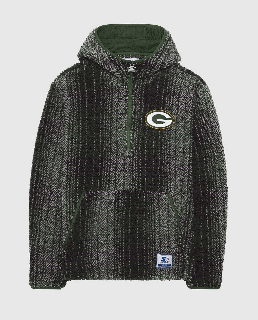 Nfl STARTER | Bay Packers Gus Plaid Sherpa-Pulloverjacke Grun