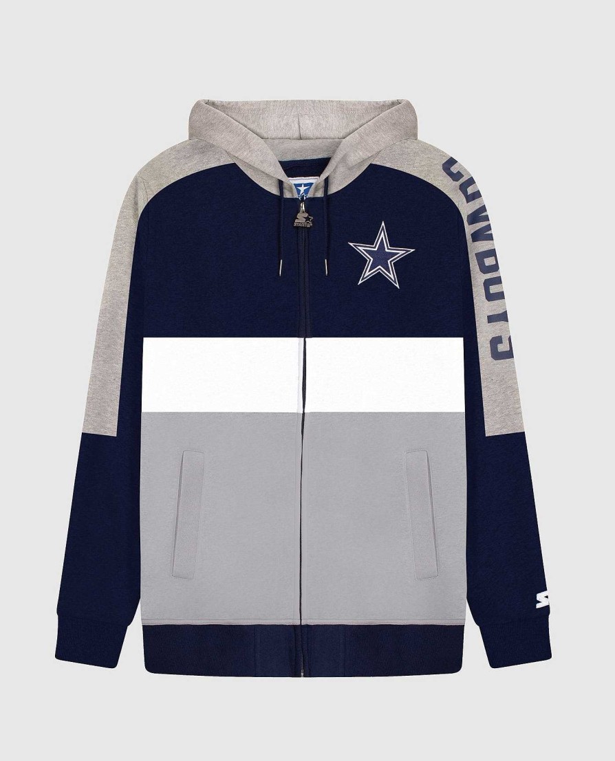 Nfl STARTER | Dallas Cowboys Kapuzenpullover Mit Reisverschluss Vorne Und Farbblockdesign Cowboysmarine