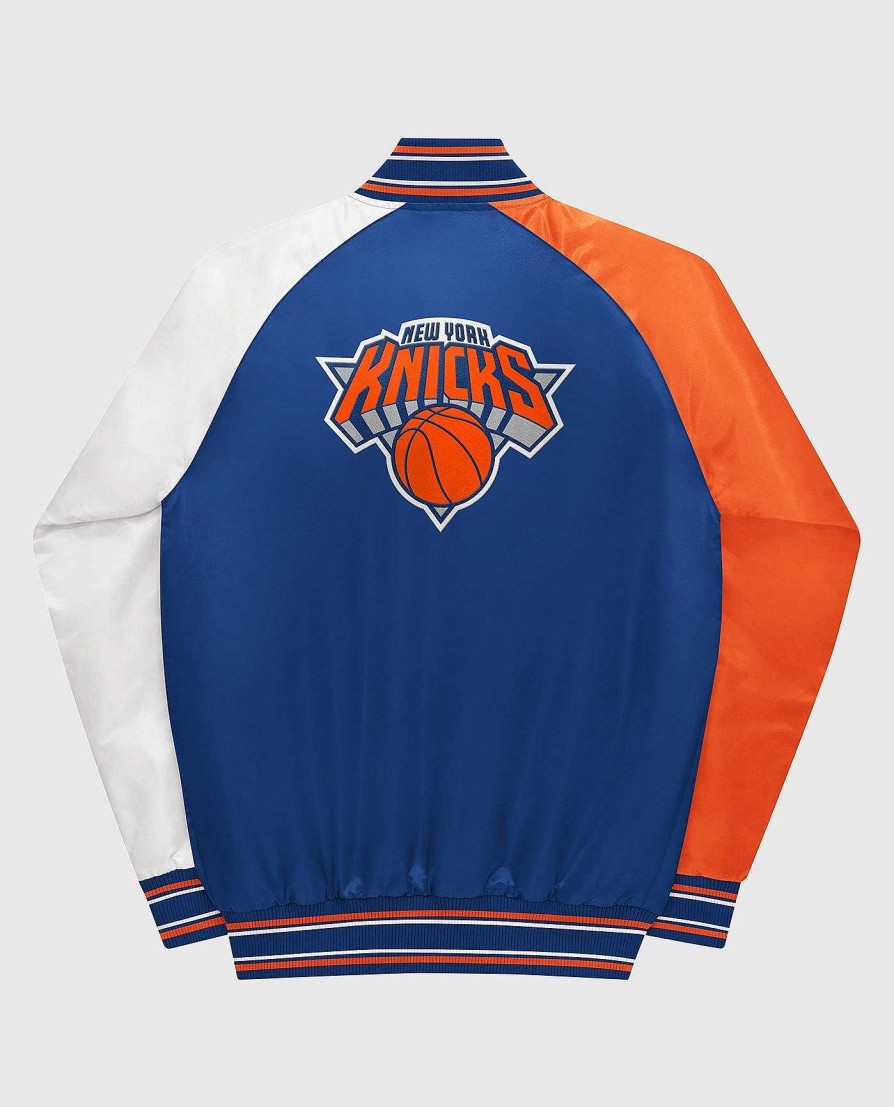 Nba STARTER | Jugend-New York Knicks Varsity Satin Full-Snap-Jacke Knicksblue