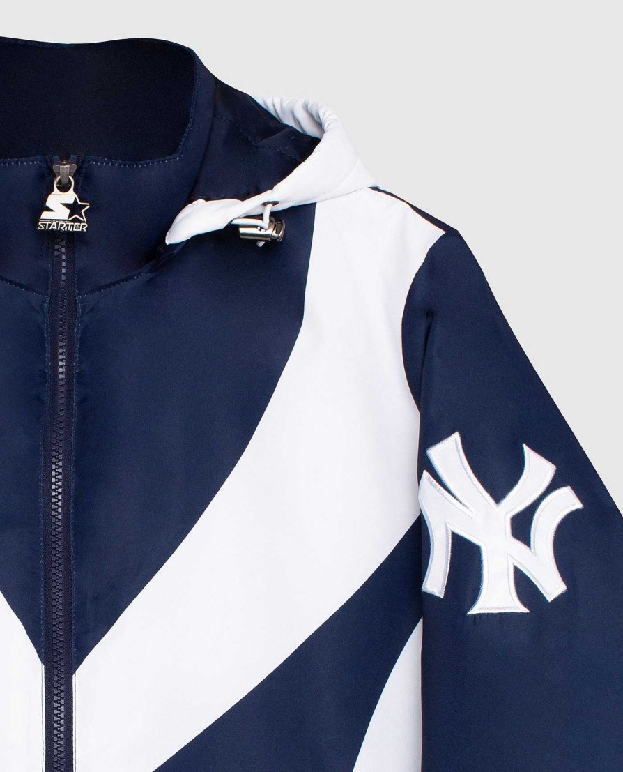 Mlb STARTER | New York Yankees Kapuzenjacke Aus Nylon Mit Durchgehendem Reisverschluss Yankees-Marine