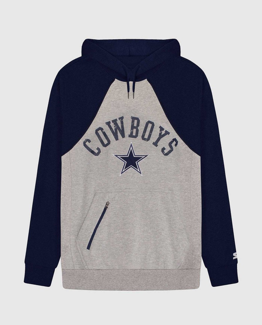 Nfl STARTER | Dallas Cowboys Kapuzenpullover Mit Reisverschlusstasche Vorne Cowboysheathergrau