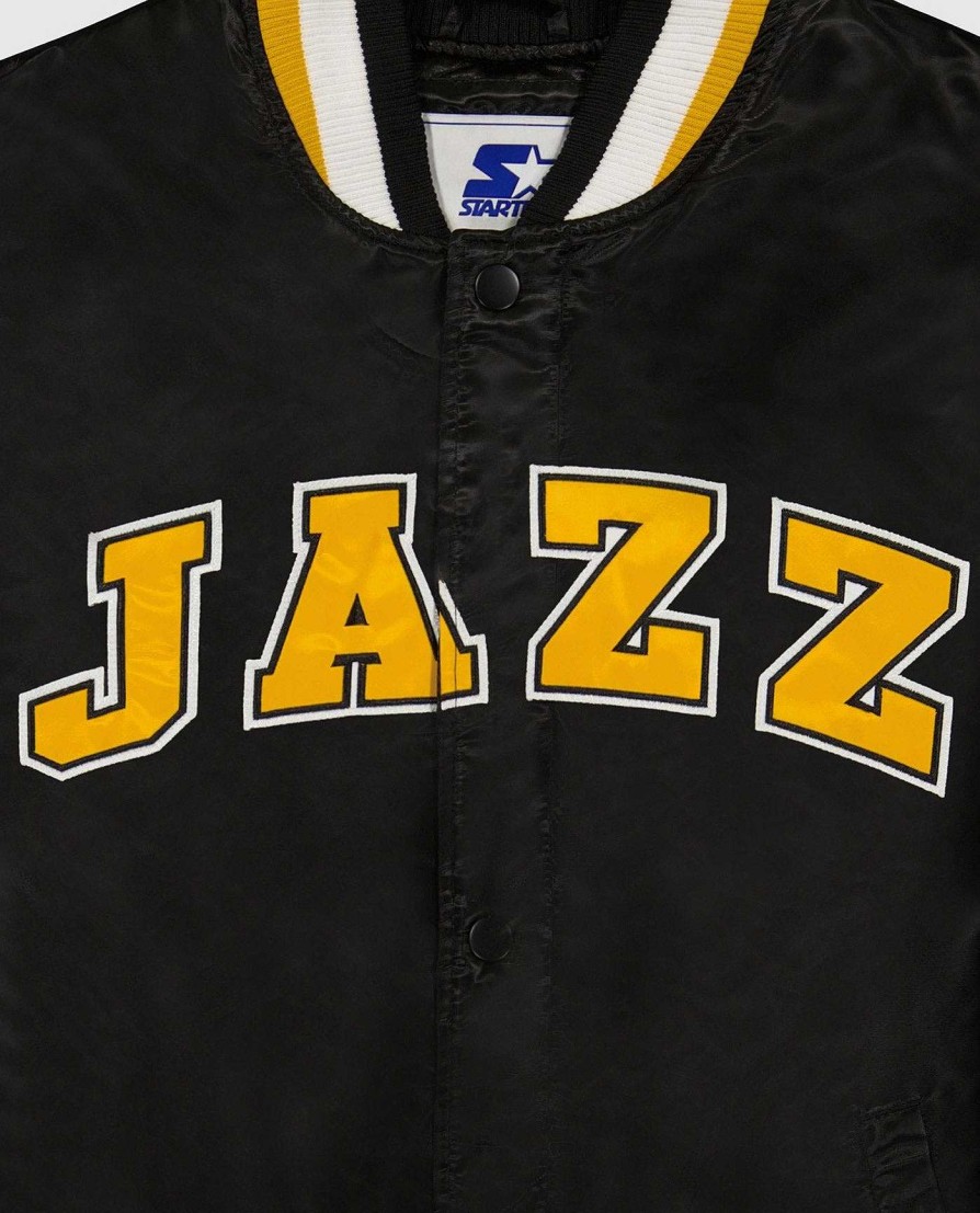 Nba STARTER | Utah Jazz Varsity Satin Full-Snap Ace Jacke Jazzblack